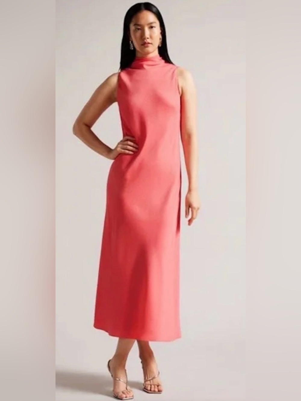 Ted Baker London Eleanar Coral Midi Dress Sleeveless